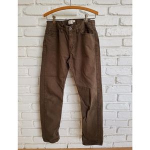 Club Monaco Mens 29x30 lightweight jeans in brown/khaki.